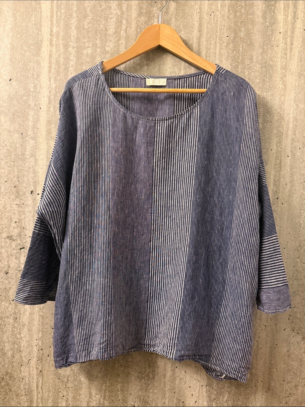 CP Shades Blue Striped Relaxed Tunic Top in Linen